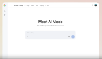 A Google Search interface displaying the new AI Mode with a simple prompt box in the center that says “Ask anything,” positioned beneath the heading “Meet AI Mode” and the subheading “Ask detailed questions for better responses.”