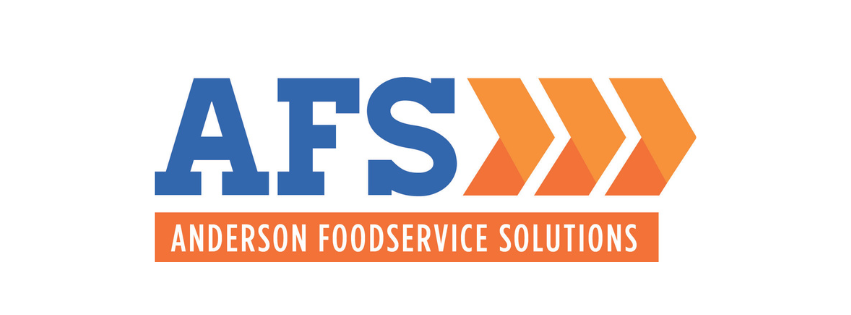 AFS Anderson Foodservice Solutions logo with blue lettering and orange arrow accents