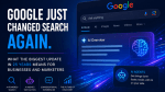 Futuristic digital graphic showing Google’s AI-powered search experience with conversational AI, AI Overviews, and AI agents, highlighting the evolution of search technology and digital marketing strategy.